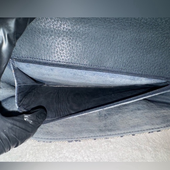 GUCCI GG Canvas Shoulder Bag PVC Leather Gray Navy - Picture 4 of 11